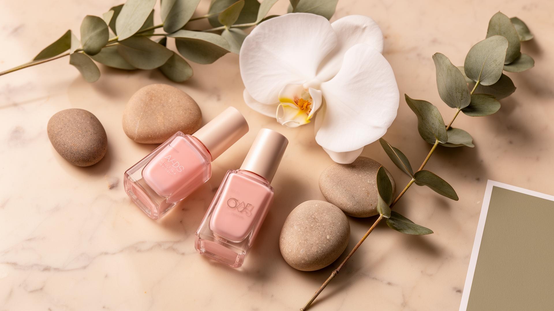Esmaltes y elementos de spa sobre mármol